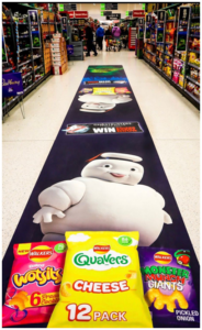 A supermarket runner with Ghostbusters partnership promotion