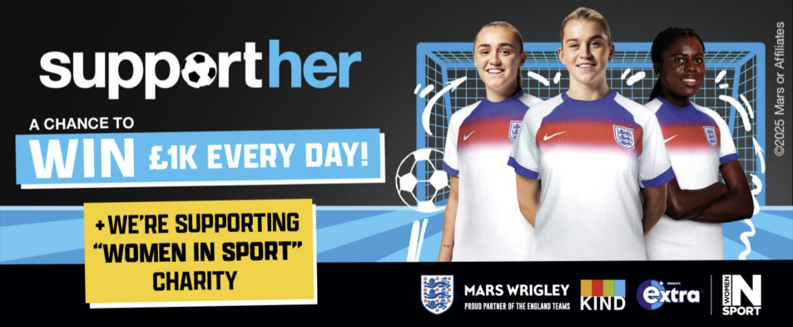 A benner titles 'supporther' with a chance to win £1k every day.